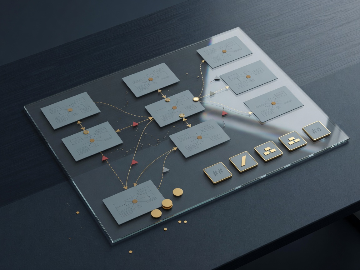 Abstract strategy, security, and decision mapping visual for hourly consulting