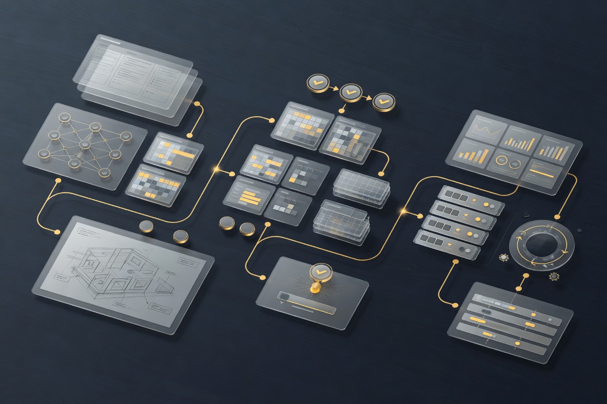 Visual process map showing discovery, build, and operate stages